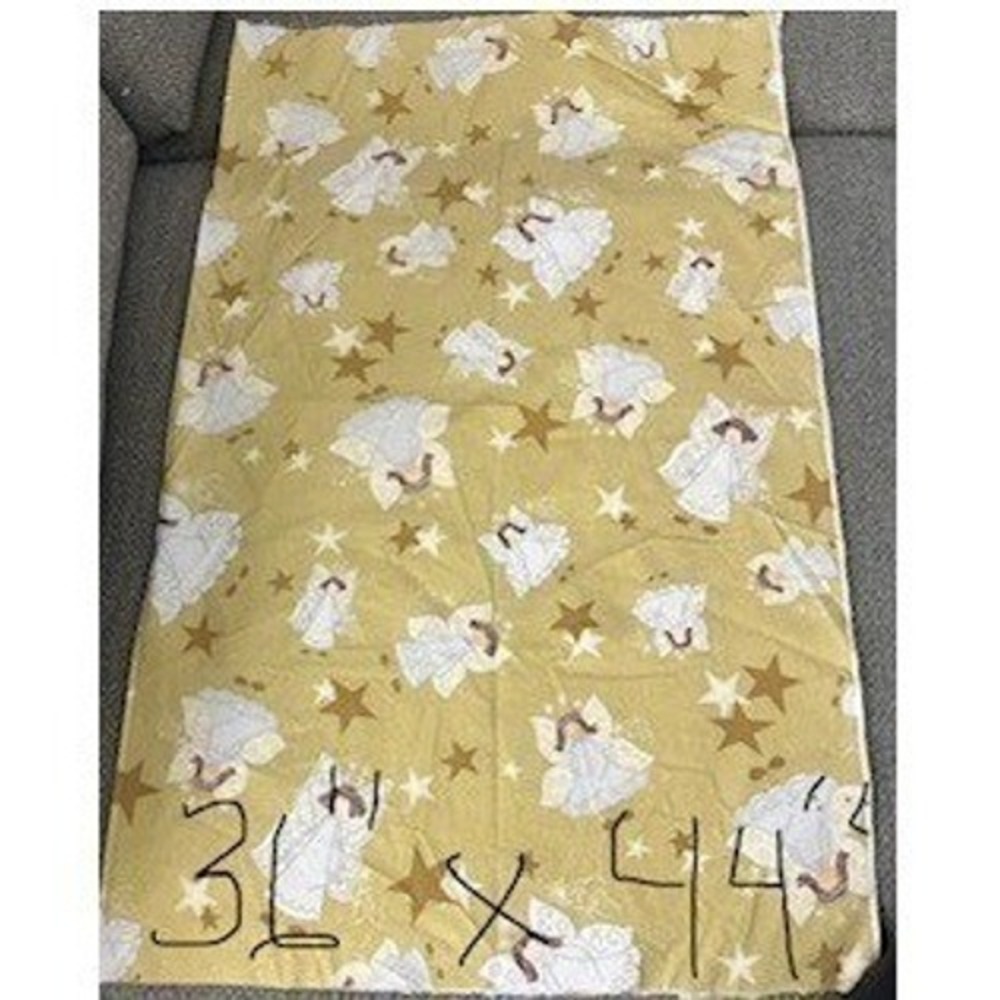 Vintage Angel and Stars Cotton Fabric Panel Yellow Gold Celestial 36x44 Inch